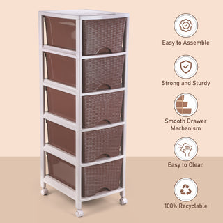 Cane Carnival Tuckins Brown / 5 Drawers