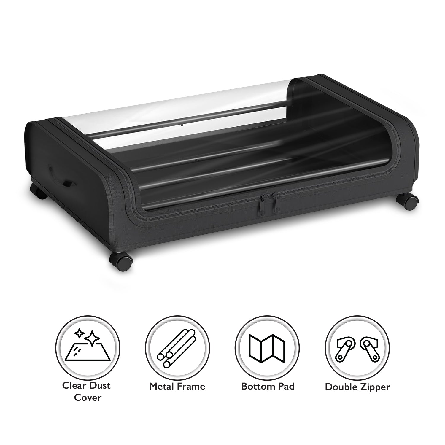 Under Bed Storage Box Black / Set of 2