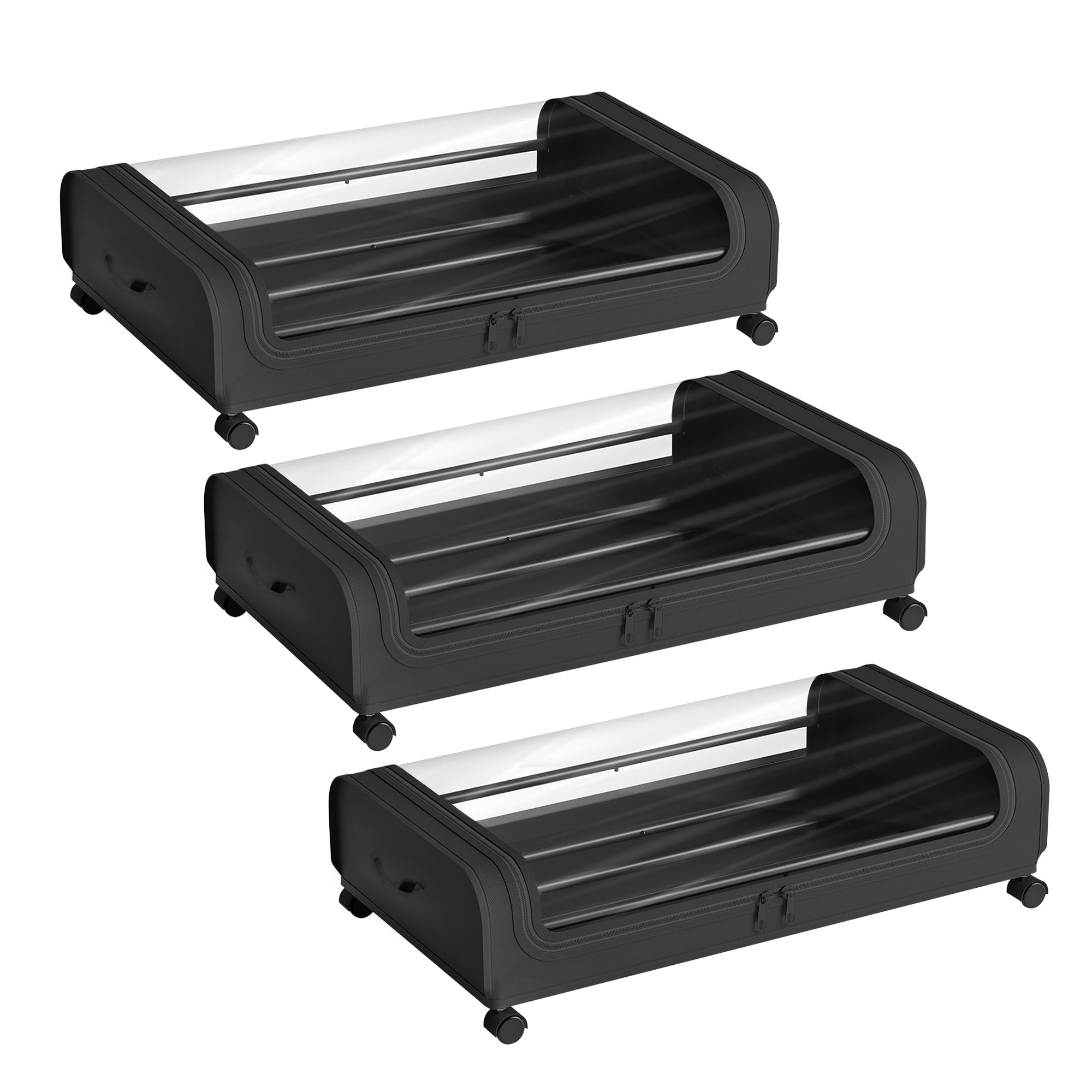 Under Bed Storage Box Black / Set of 3