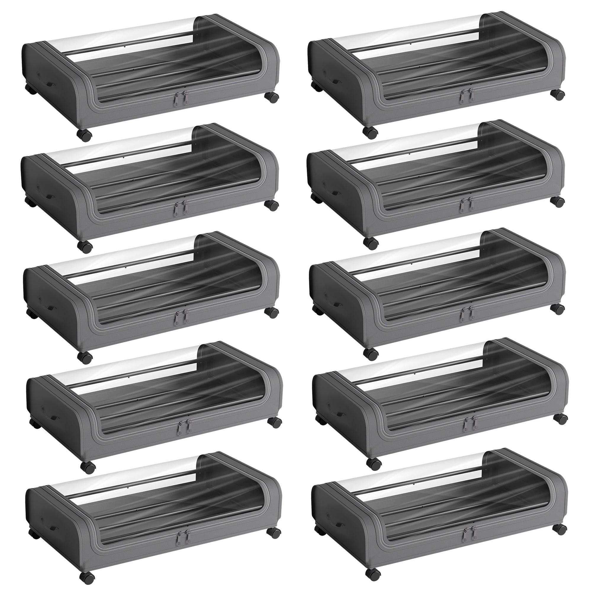 Under Bed Storage Box Grey / Set of 10