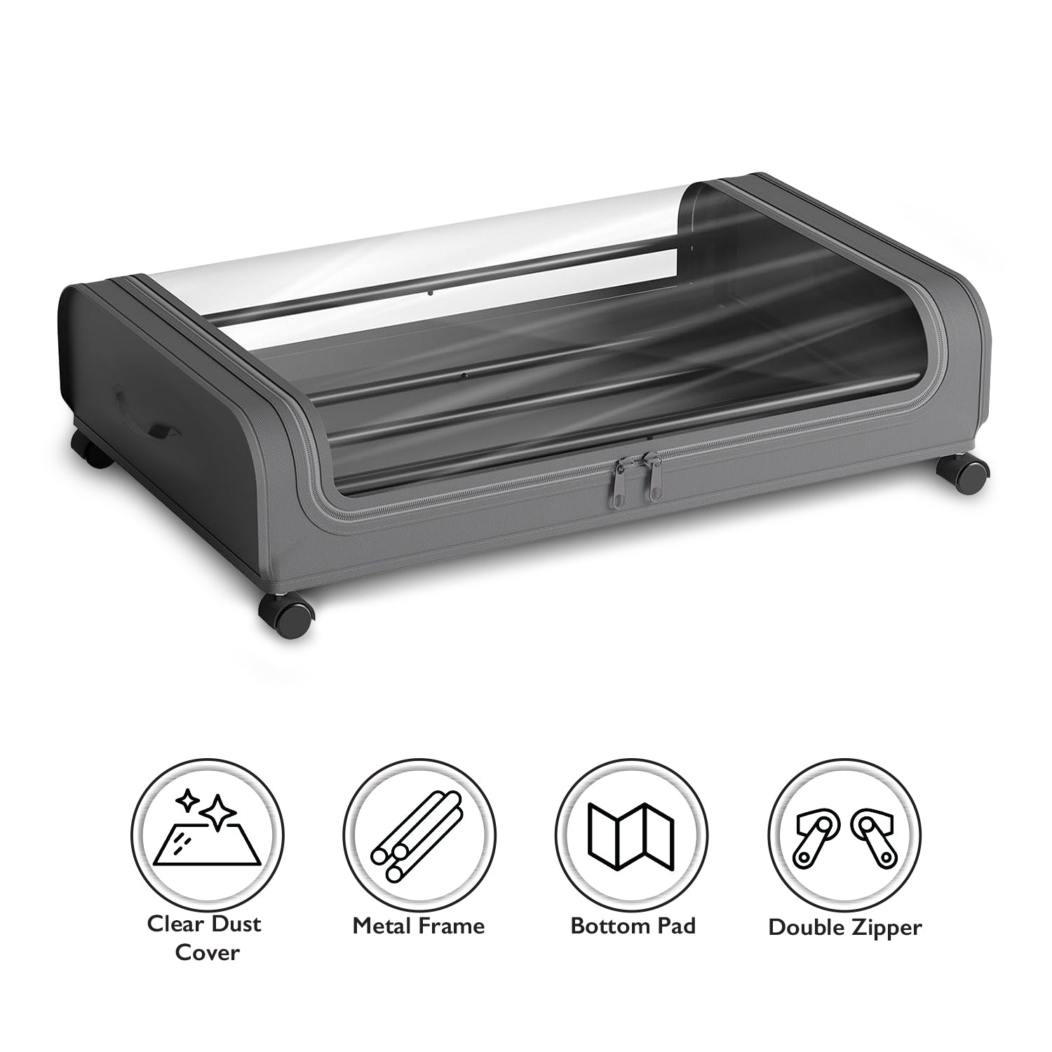 Under Bed Storage Box Grey / Set of 10