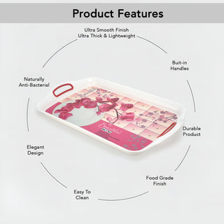 Ruby Plastic Serving Tray Set Of 3 (Small + Medium + Big) Pink