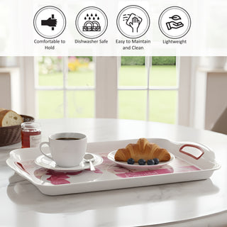 Ruby Plastic Serving Tray Set Of 3 (Small + Medium + Big) Pink