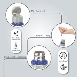 Krypton - 500ml, Insulated Inner steel Bottle, Blue