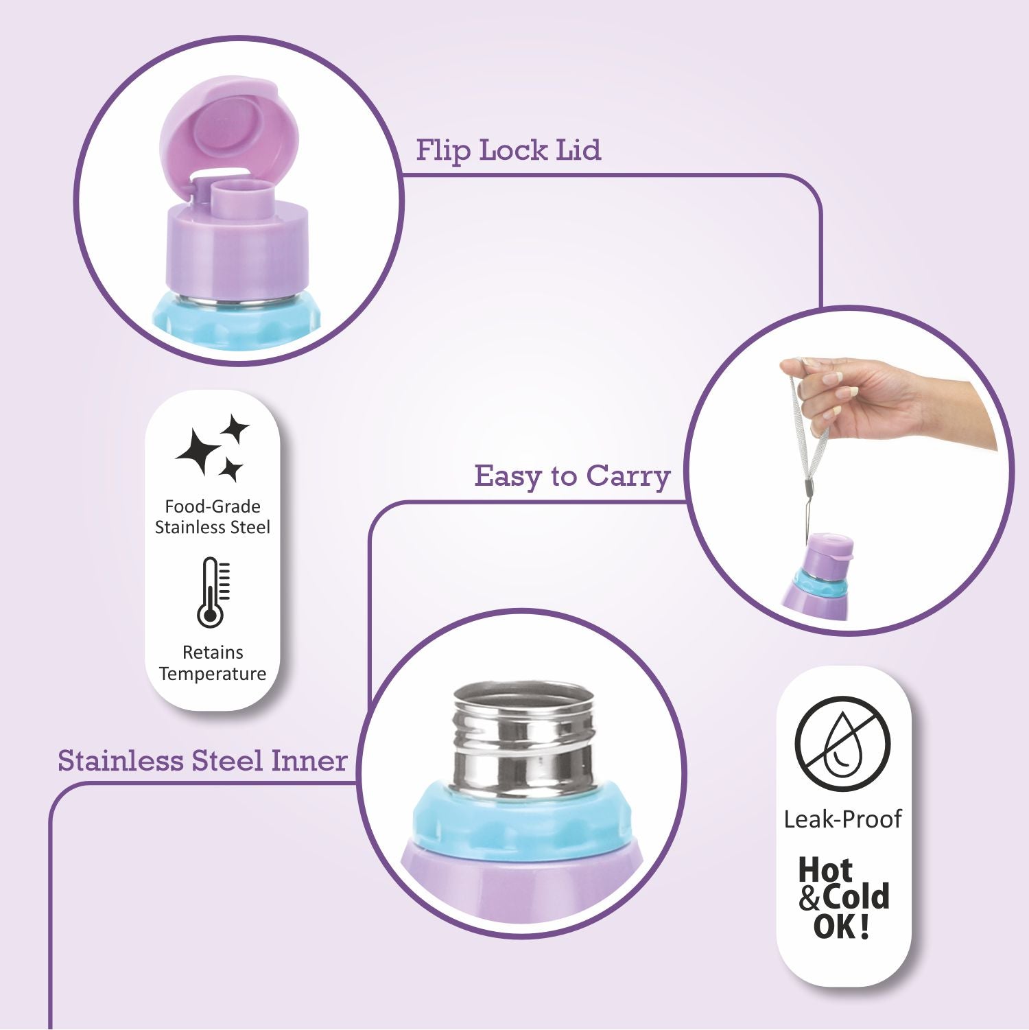 Krypton - 500ml, Insulated Inner steel Bottle, Blue