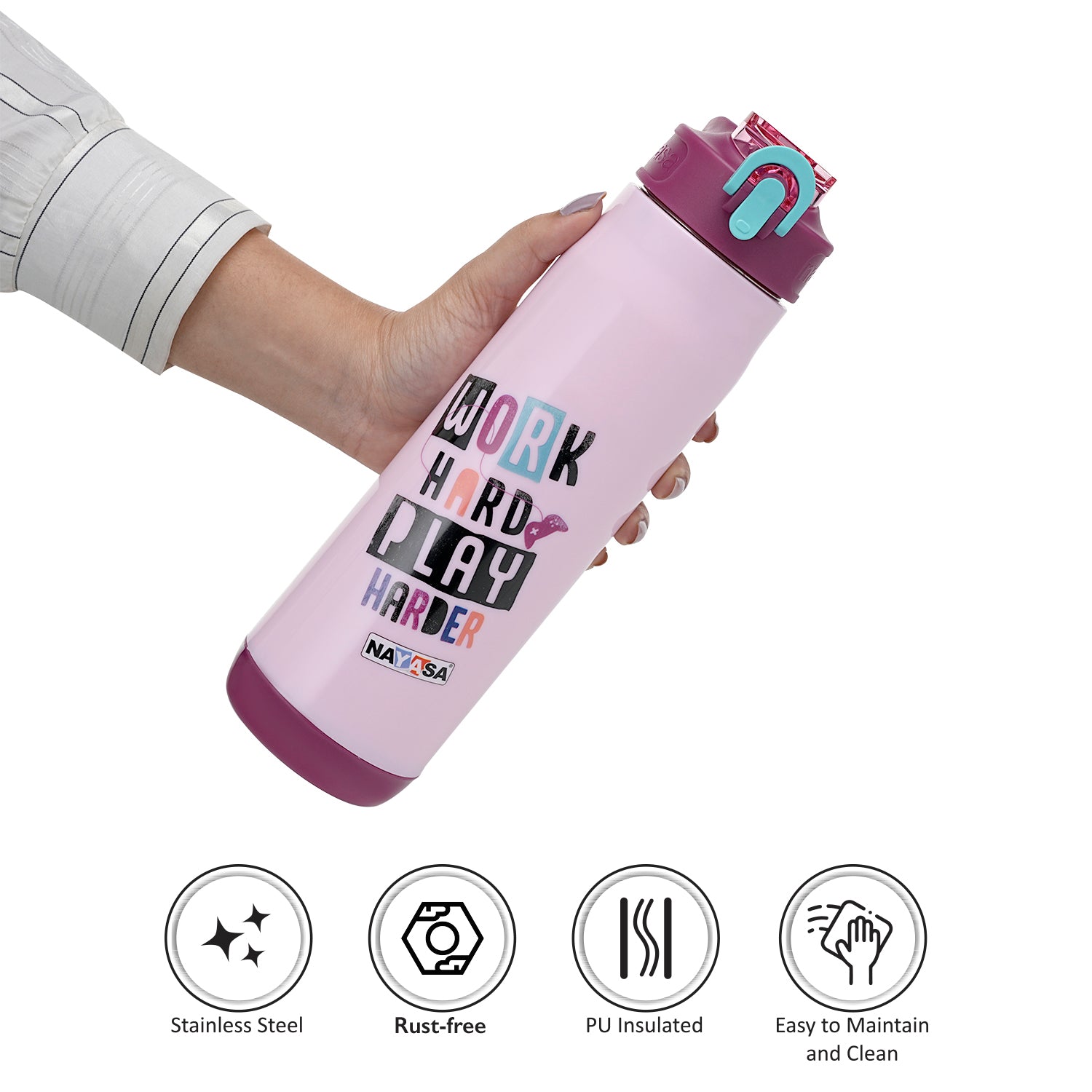Adonis Inner Stainless Steel Water Bottle Pink / 620 ml