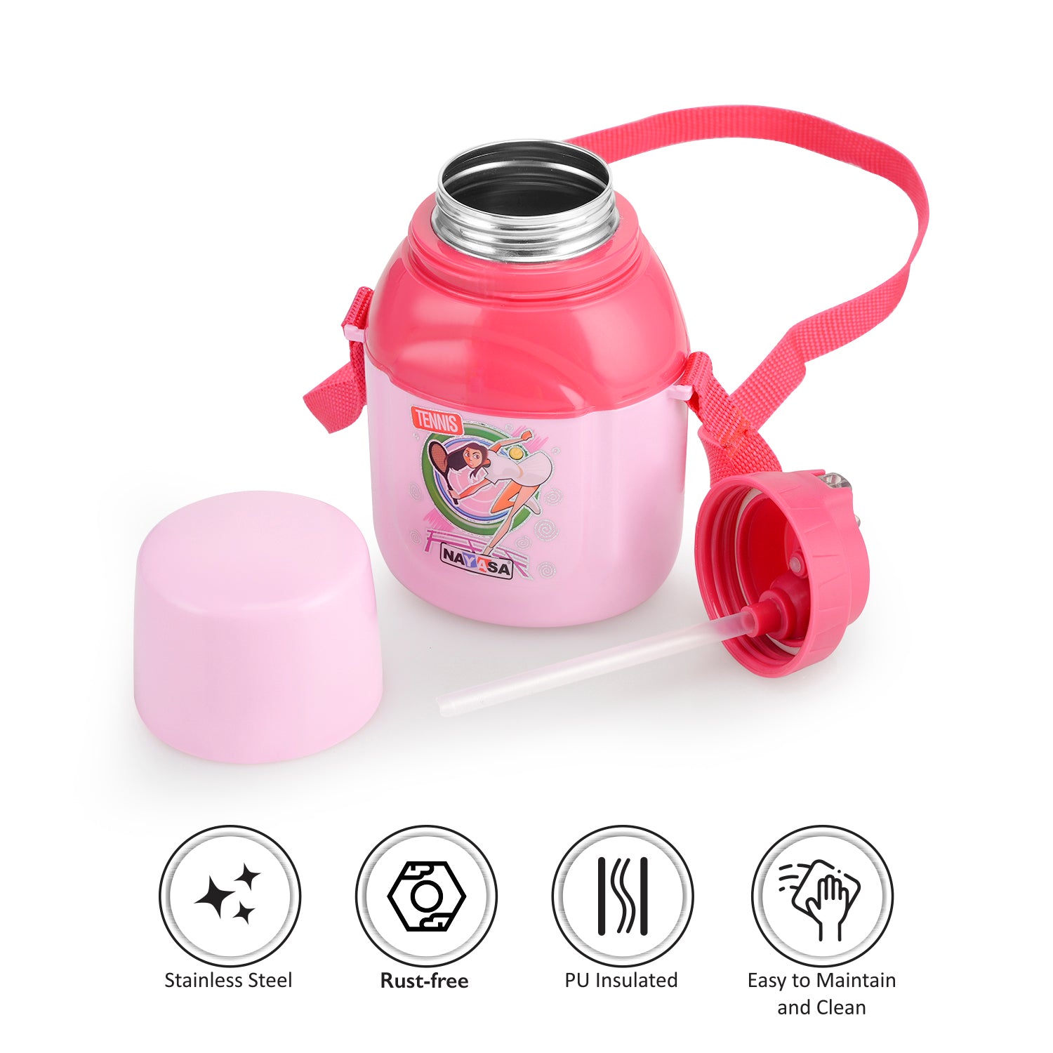 Nippy Kids Inner Steel Water Bottle Pink / 350 ml