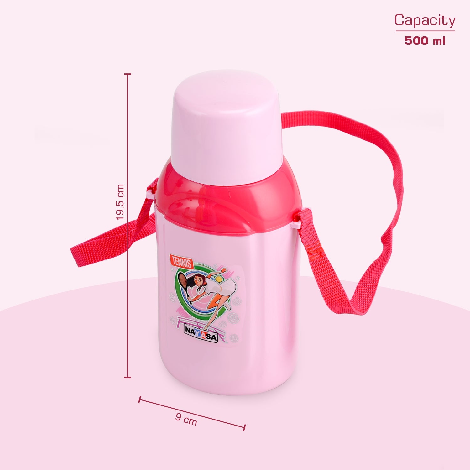 Nippy Kids Inner Steel Water Bottle Pink / 500 ml