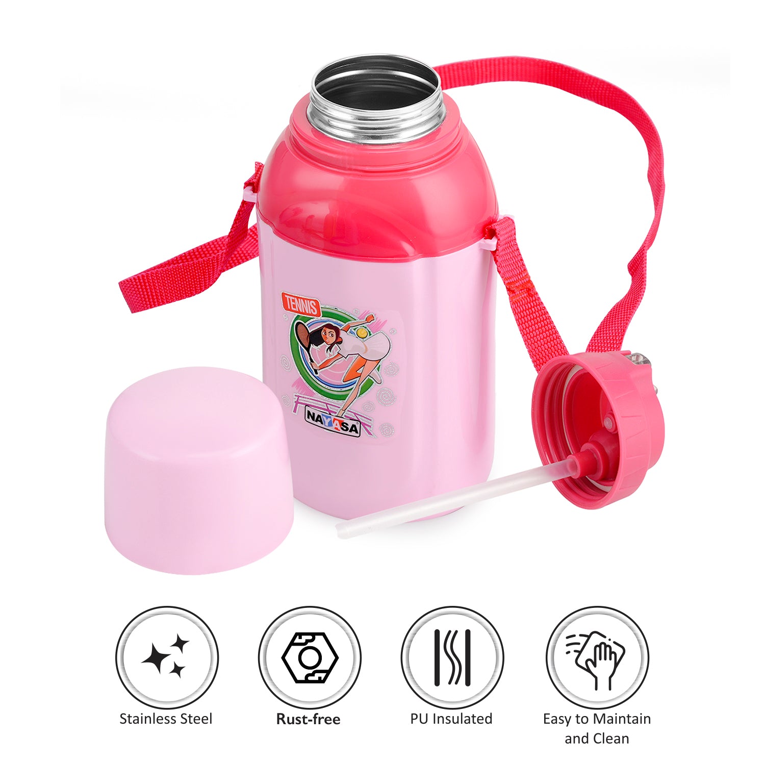 Nippy Kids Inner Steel Water Bottle Pink / 500 ml