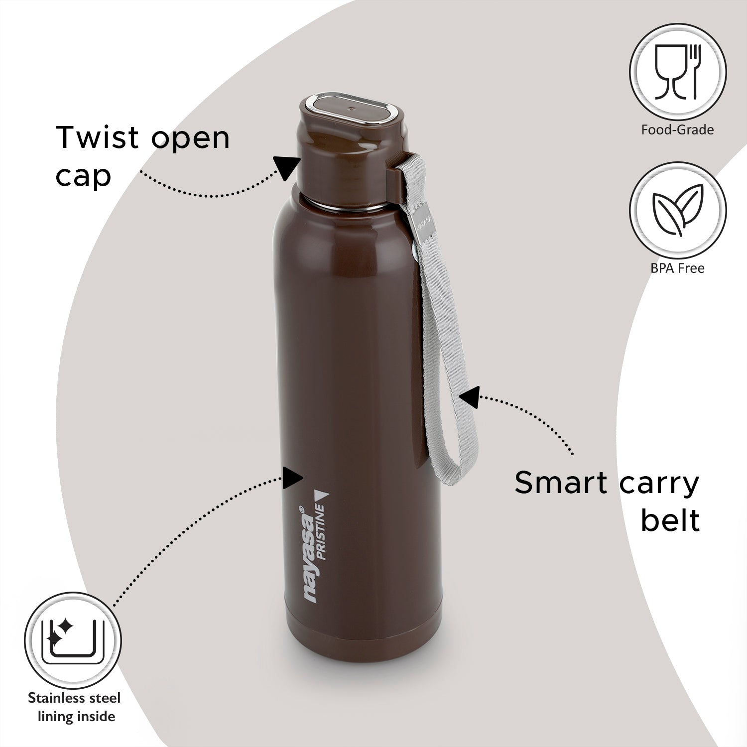 Pristine Water Bottle Brown / 700 ml