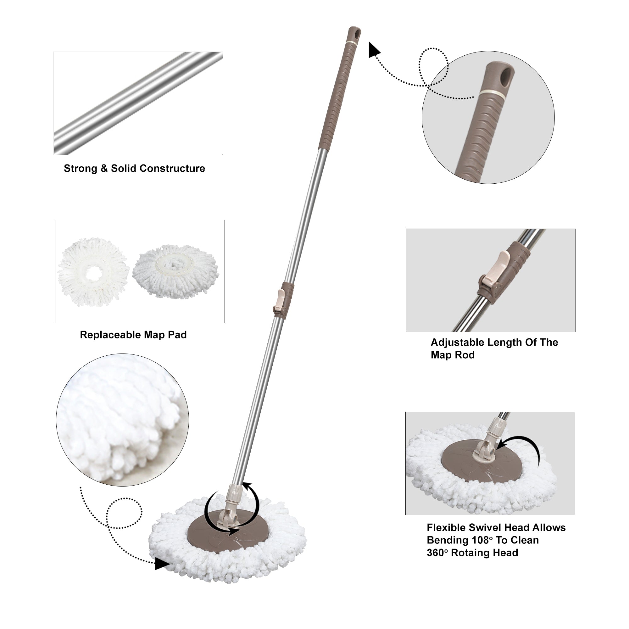 Easy Spin Mop Set Brown
