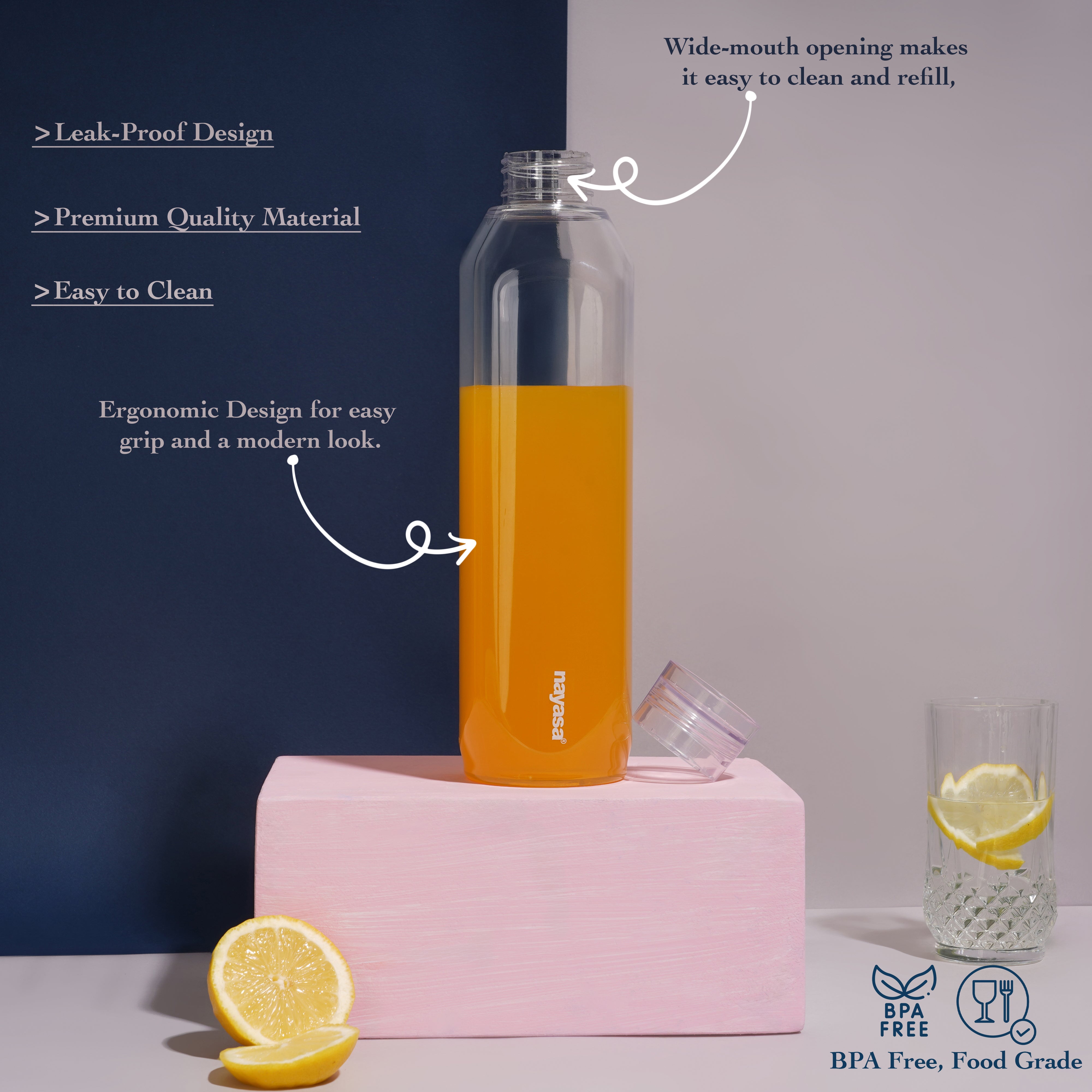 Space Plastic Water Bottle 1150 Ml Clear / Set of 6