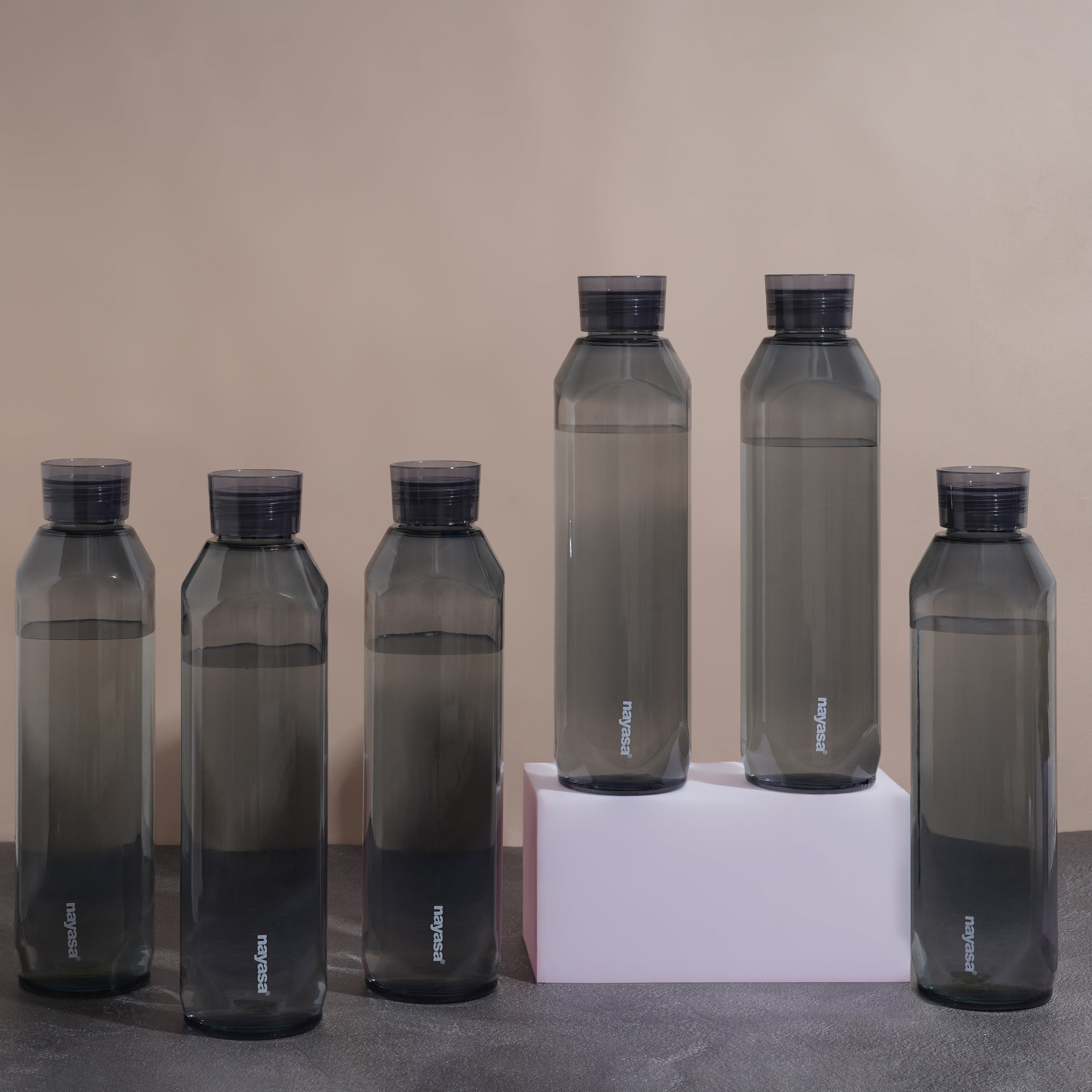 Space Plastic Water Bottle 1150 Ml Grey / Set of 6