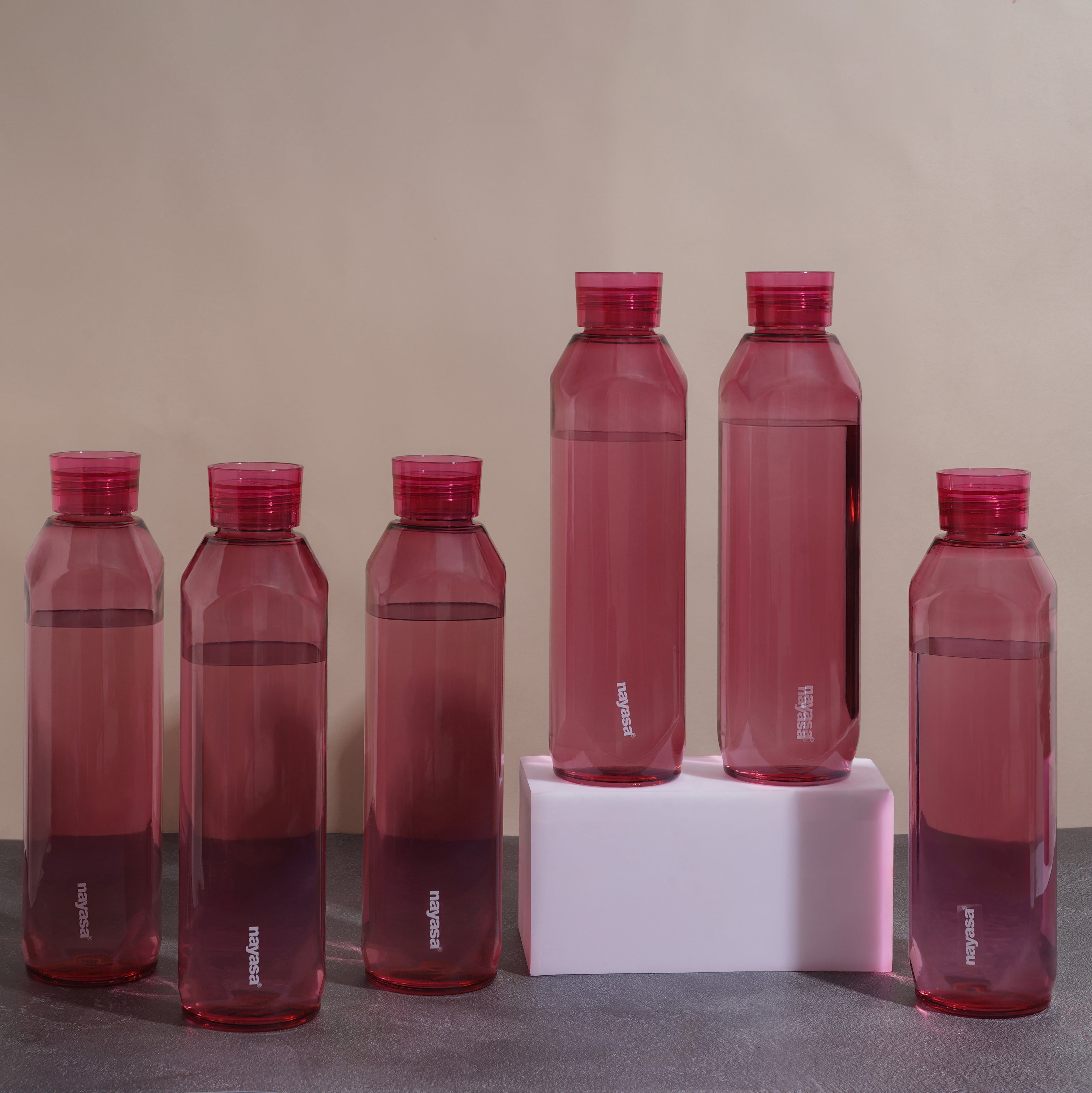 Space Plastic Water Bottle 1150 Ml Red / Set of 6