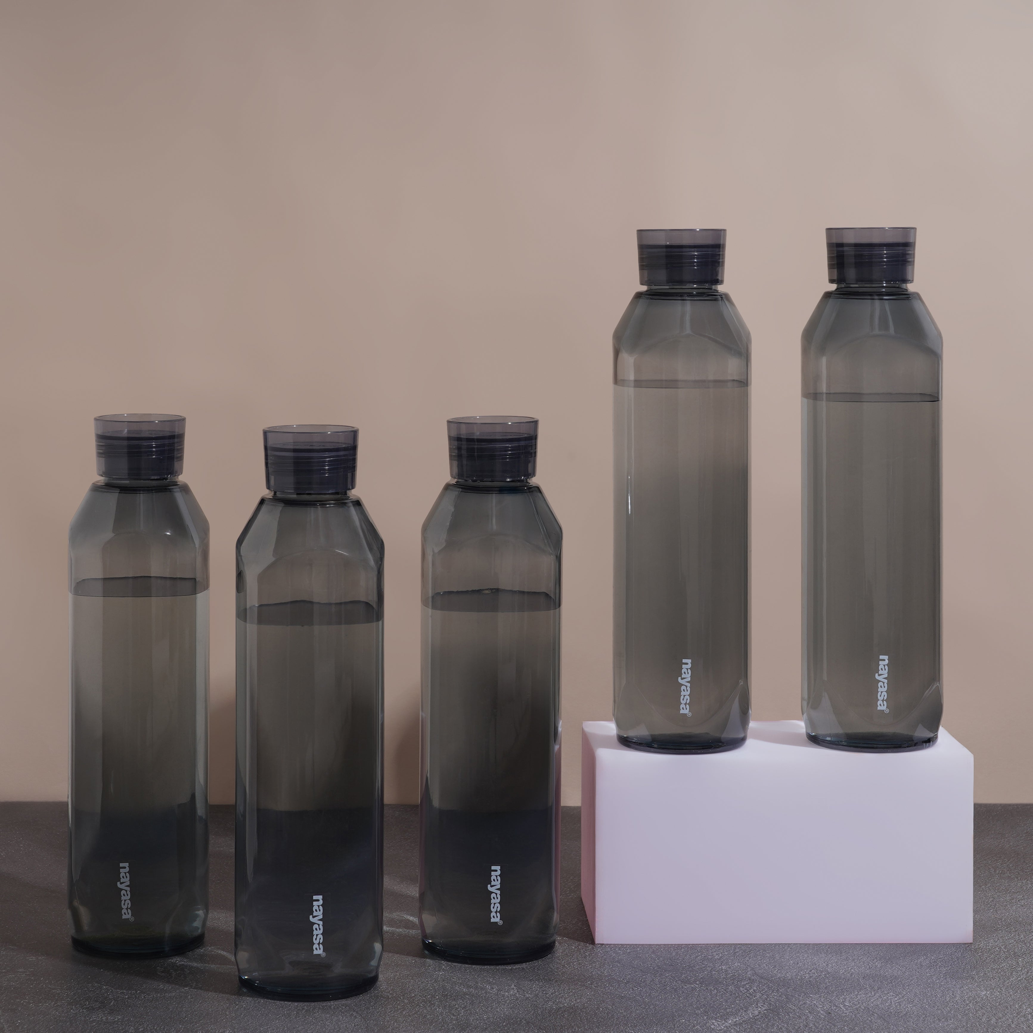 Space Plastic Water Bottle 1150 Ml Grey / Set of 5