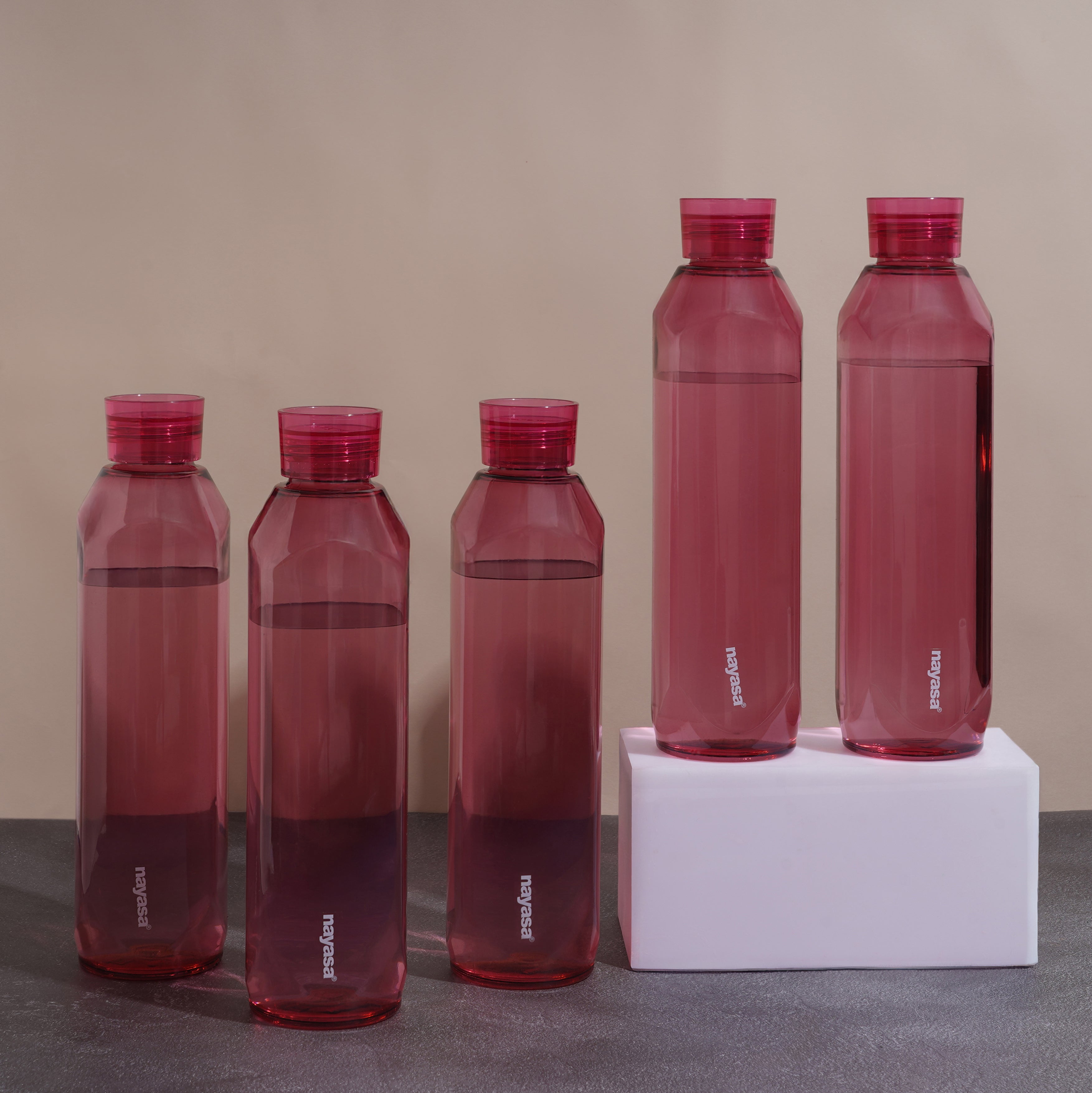 Space Plastic Water Bottle 1150 Ml Red / Set of 5