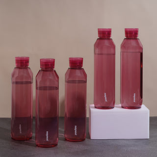 Space Plastic Water Bottle 1150 Ml Red / Set of 5