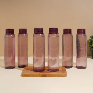 Clarity Plastic Water Bottle, 1000 ml Purple / Set of 6