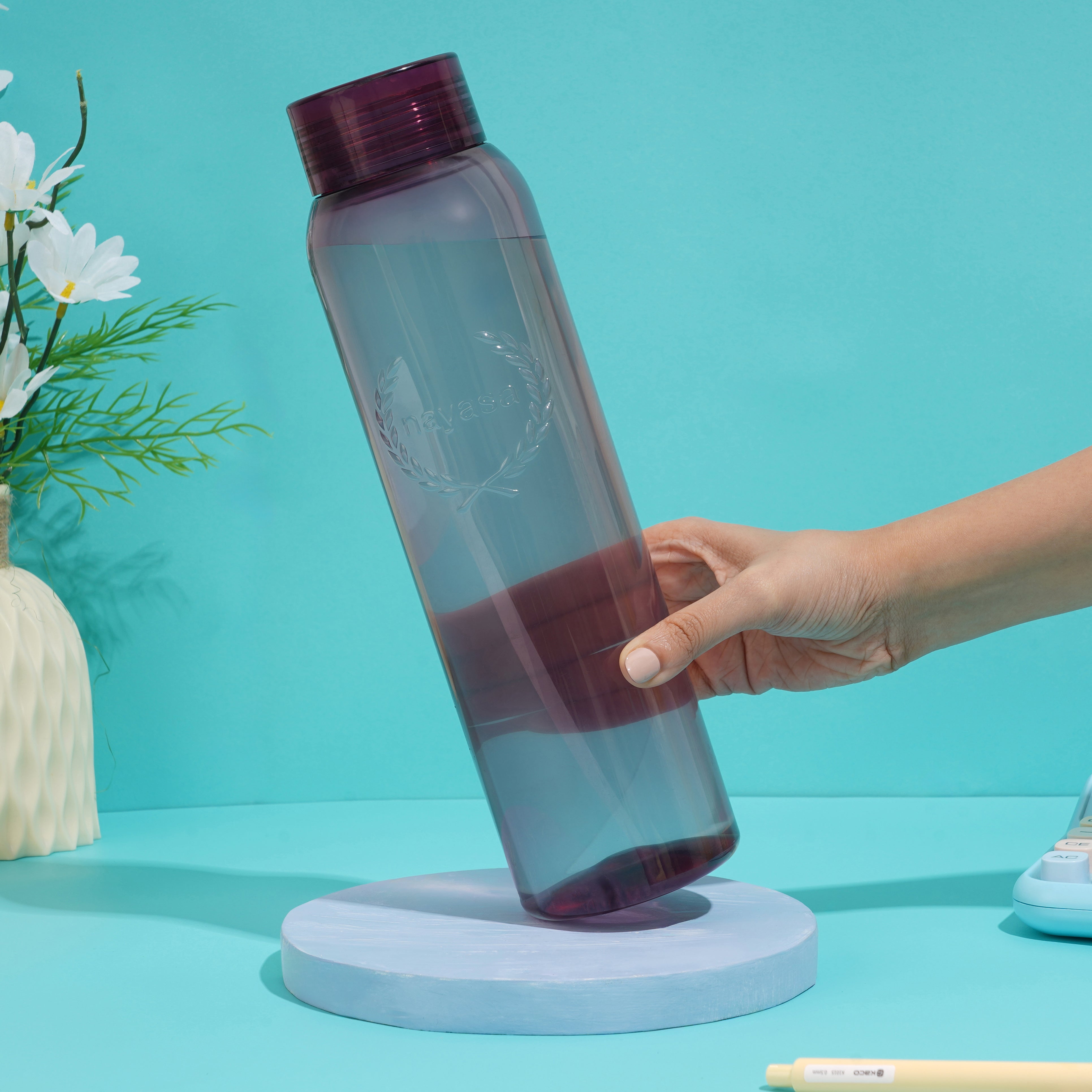 Clarity Plastic Water Bottle, 1000 ml Purple / Set of 6