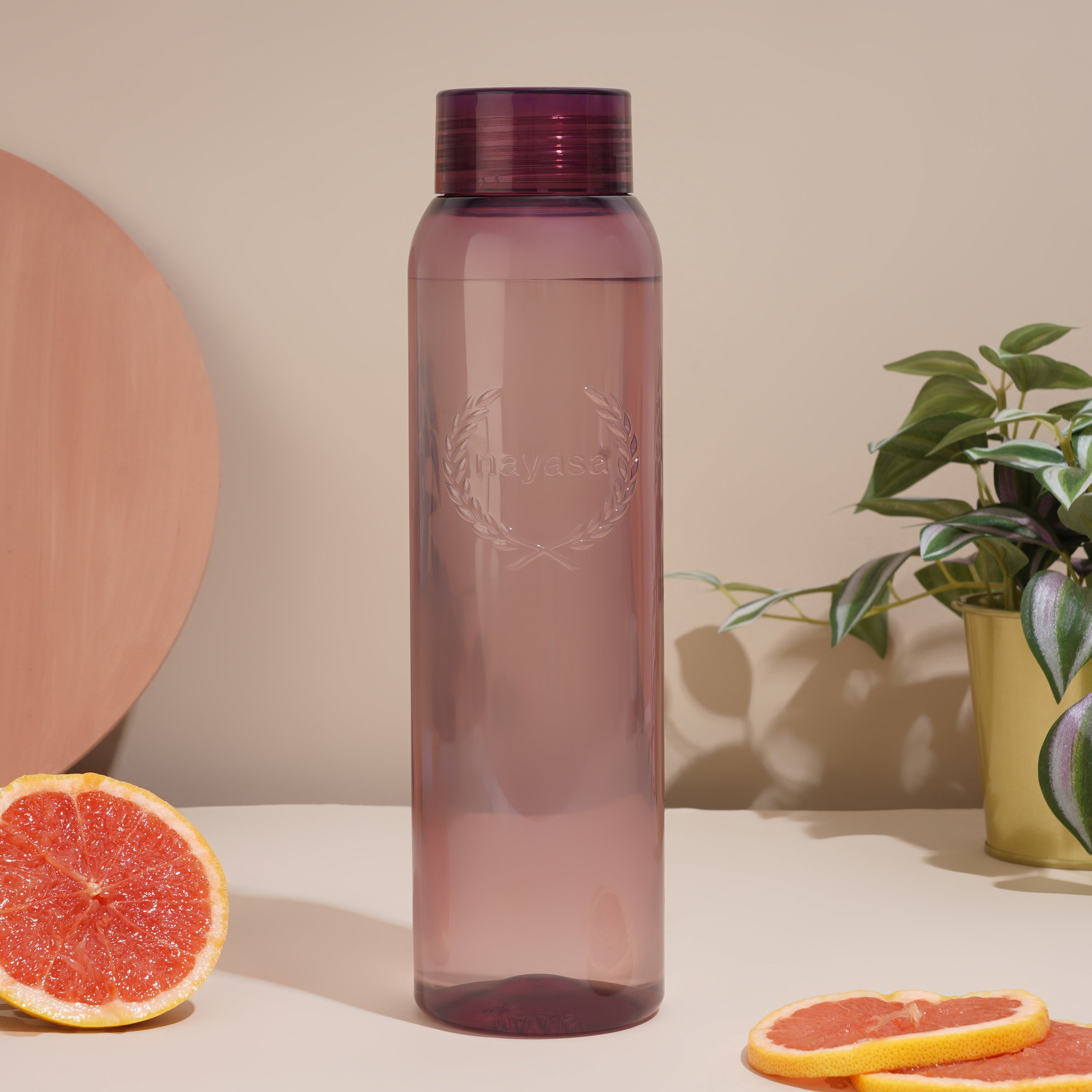 Clarity Plastic Water Bottle, 1000 ml Purple / Set of 6