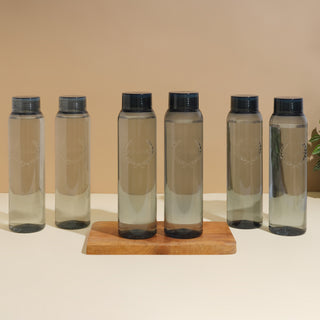 Clarity Plastic Water Bottle, 1000 ml Grey / Set of 6