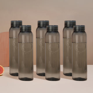 Clarity Plastic Water Bottle, 1000 ml Grey / Set of 6