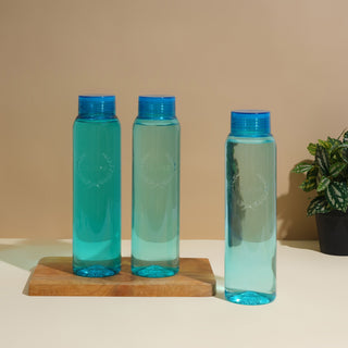 Clarity Plastic Water Bottle, 1000 ml Blue / Set of 3