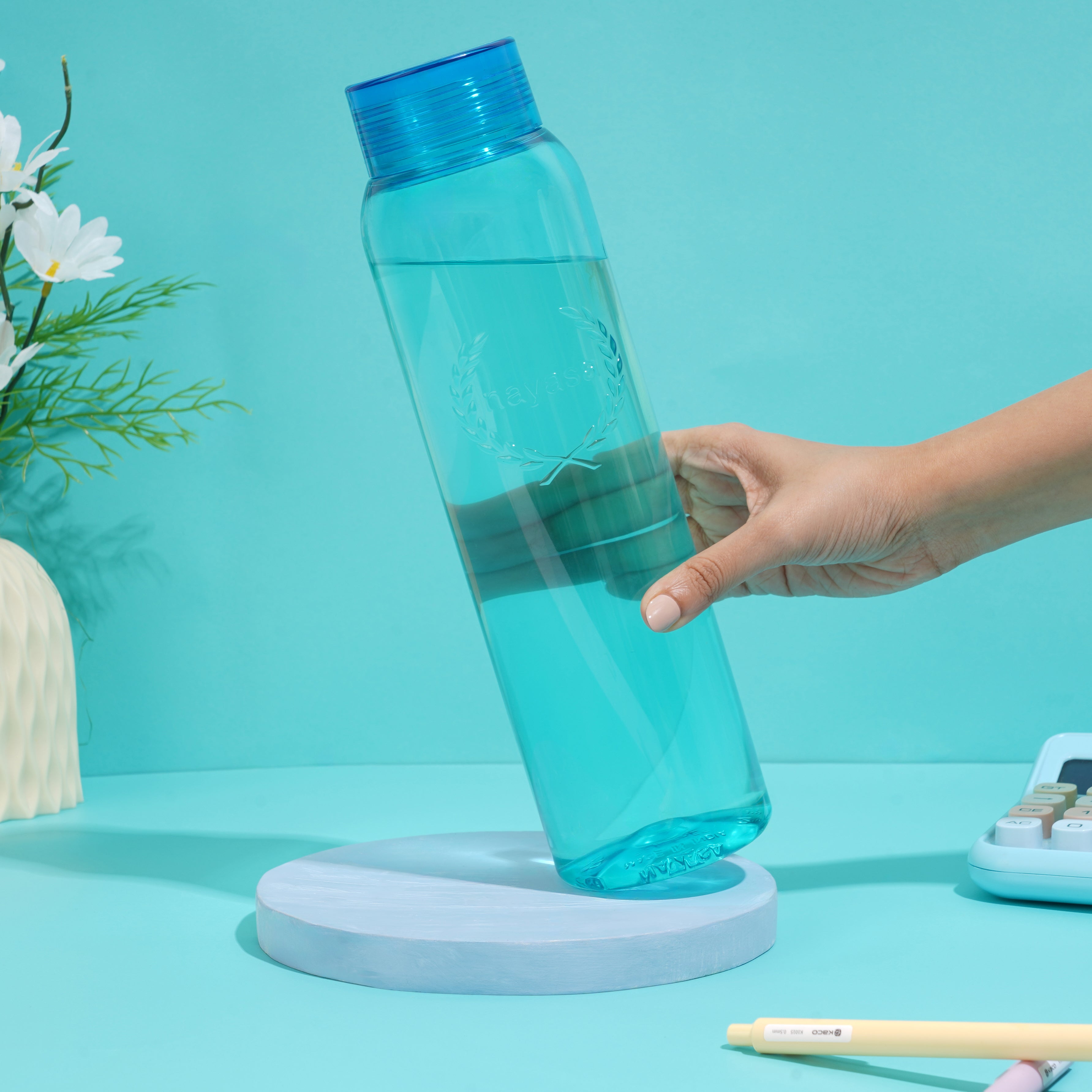 Clarity Plastic Water Bottle, 1000 ml Blue / Set of 3