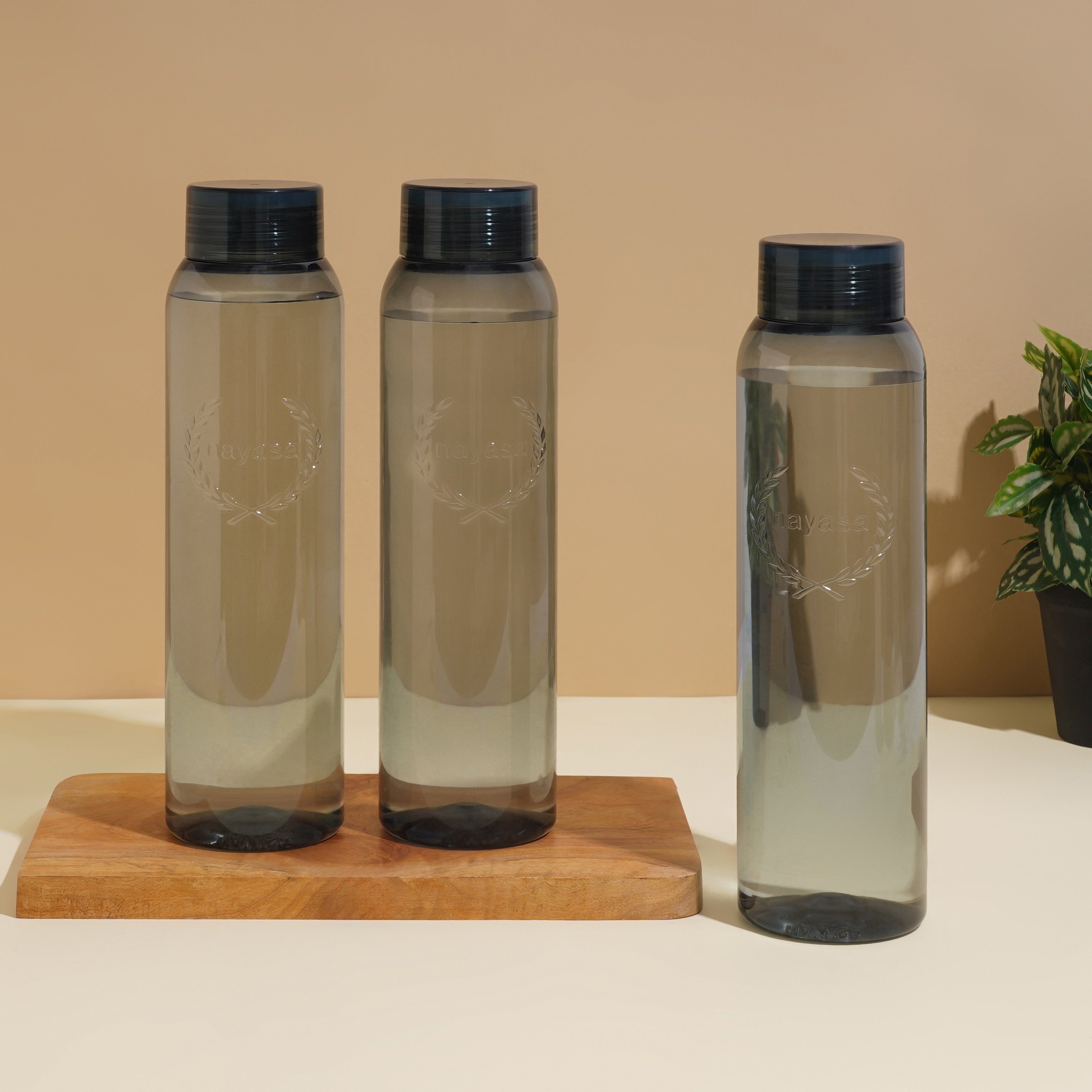 Clarity Plastic Water Bottle, 1000 ml Grey / Set of 3