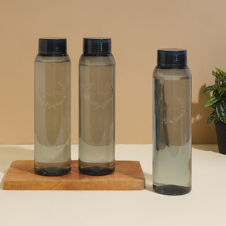 Clarity Plastic Water Bottle, 1000 ml Grey / Set of 3