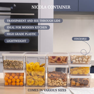 Nicola Food Storage Container Combo Set 8 (1600 ml + 1050 ml + 500 ml X4 + 800 ml X2) / Set of 8