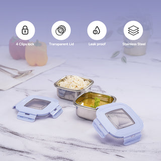 Square Eco Lock Lunch Box Lavender / 230 ml / Set of 2