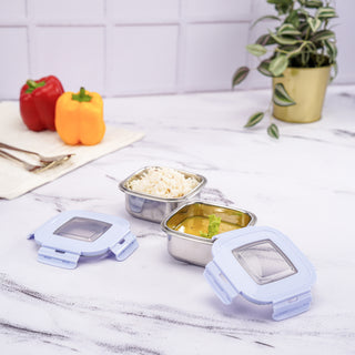 Square Eco Lock Lunch Box Teal / 230 ml / Set of 2