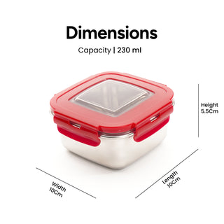 Square Eco Lock Lunch Box Maroon / 350 ml / Set of 2