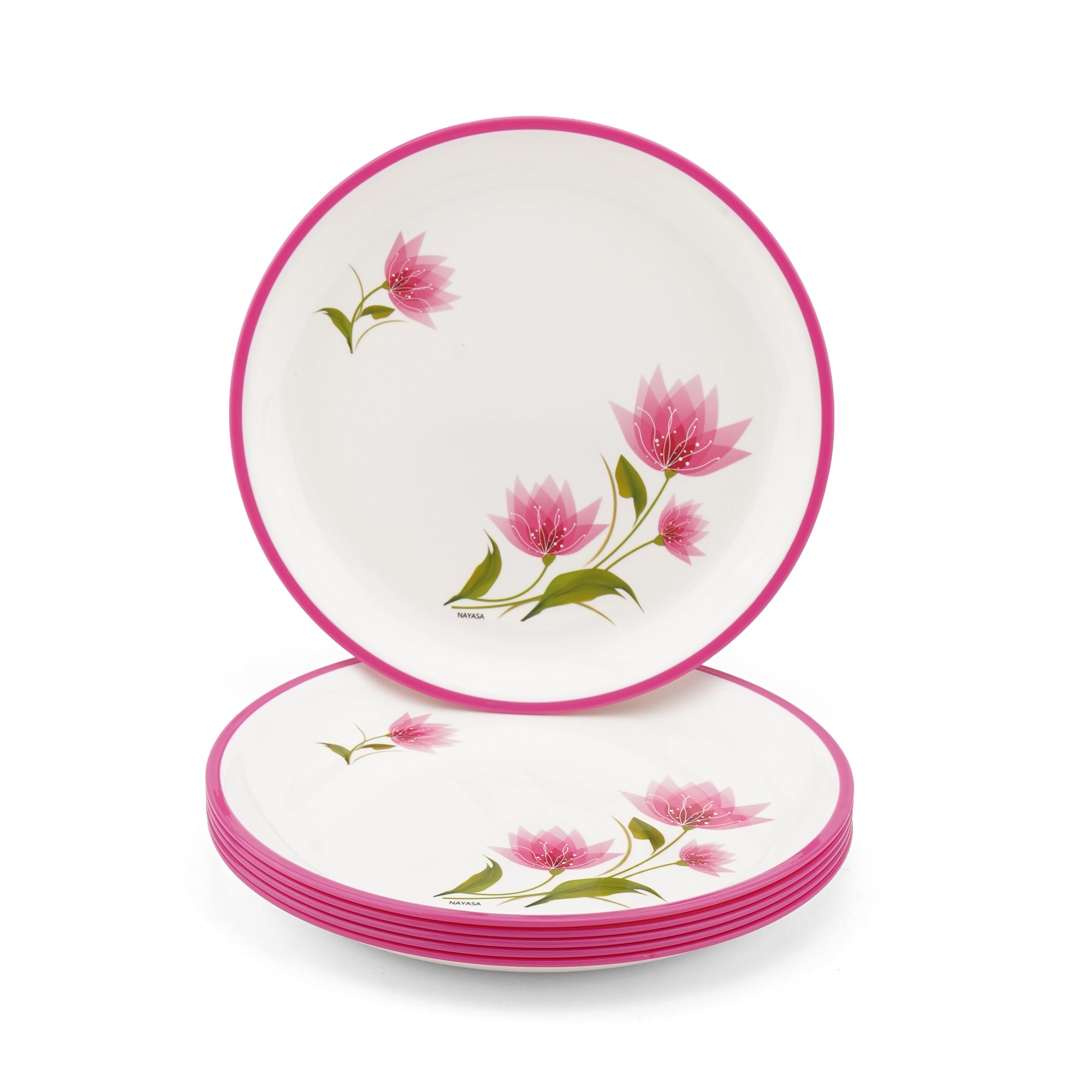 Mircofresh Round Plate Dlx Set Of 6, Pink Quarter