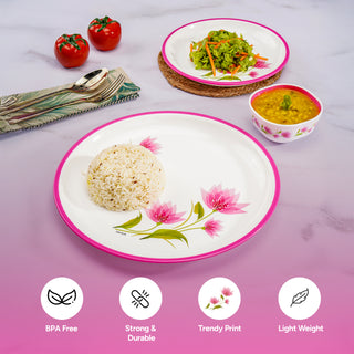 Mircofresh Round Plate Dlx Set Of 6, Pink Quarter