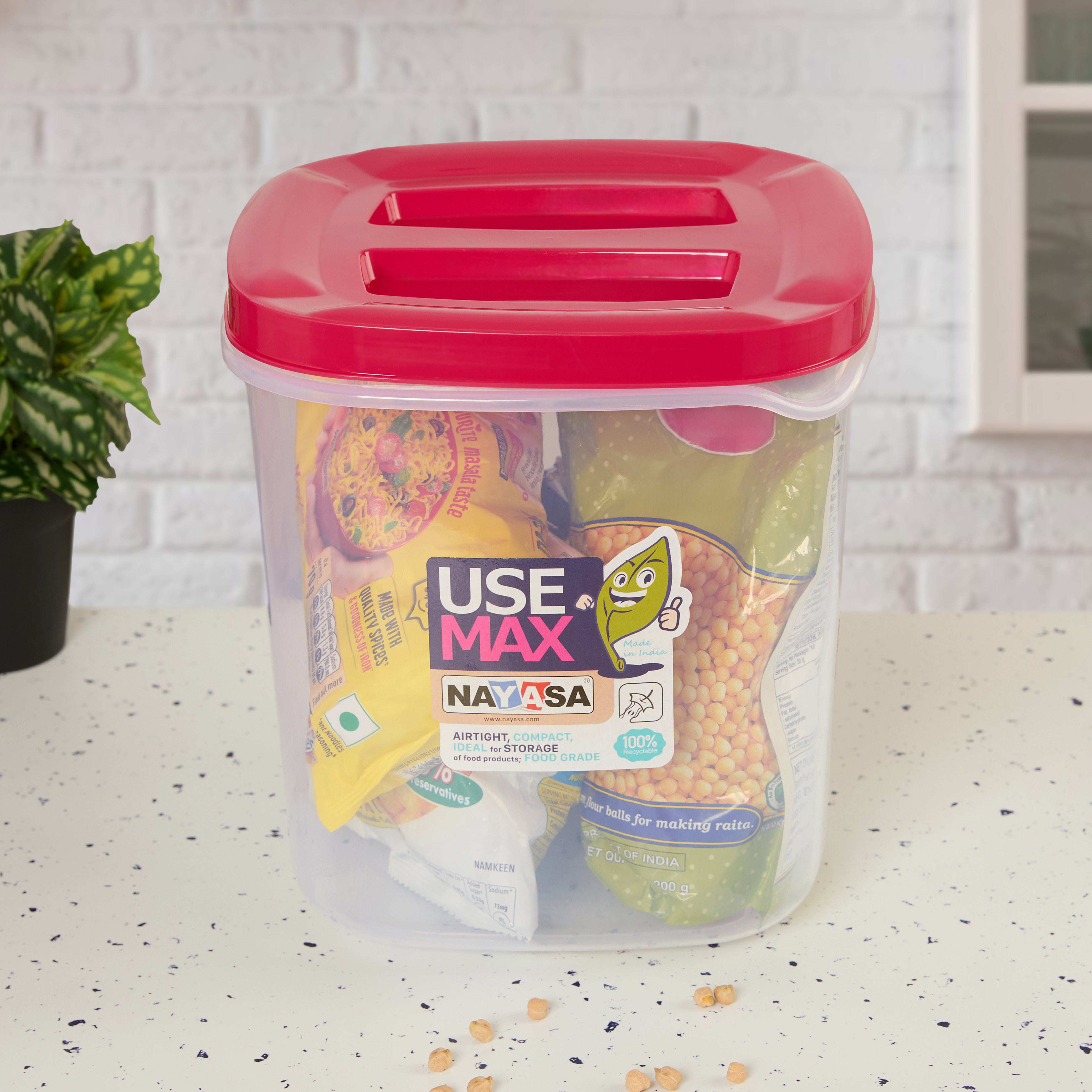 Use Max Food Storage Container, Set of 3 Pink / Combo ( 13 Ltr + 16 Ltr + 20 Ltr )