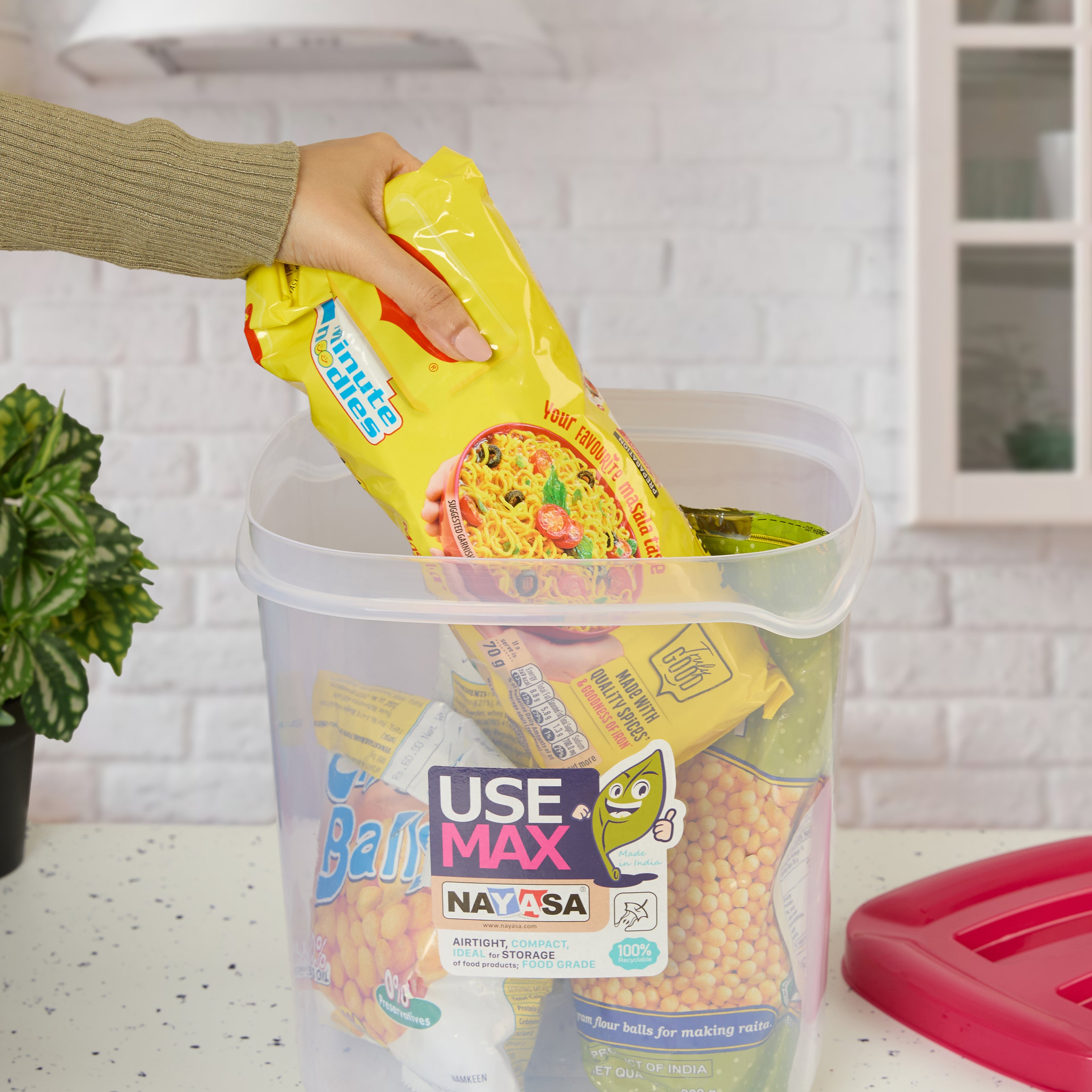 Use Max Food Storage Container, Set of 3 Pink / Combo ( 13 Ltr + 16 Ltr + 20 Ltr )