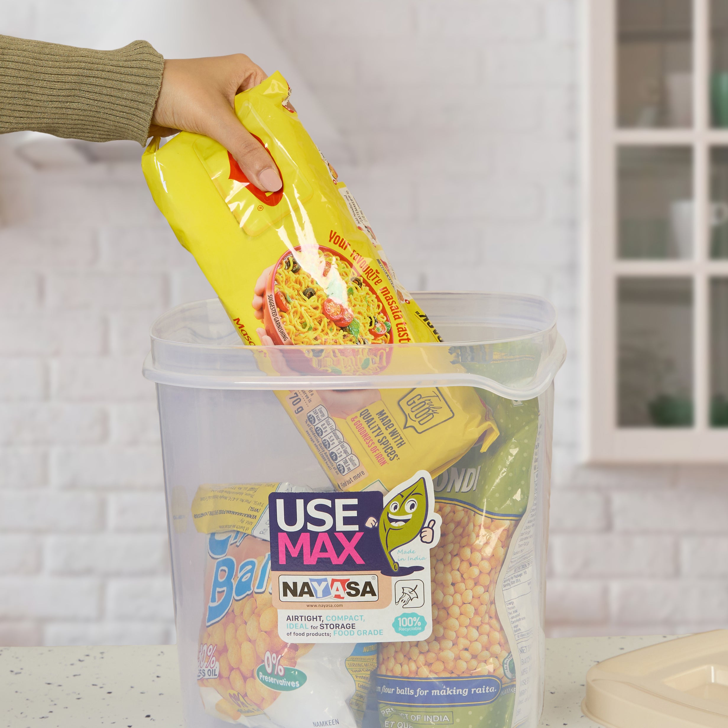 Use Max Food Storage Container, Set of 3 Beige / Combo ( 13 Ltr + 16 Ltr + 20 Ltr )