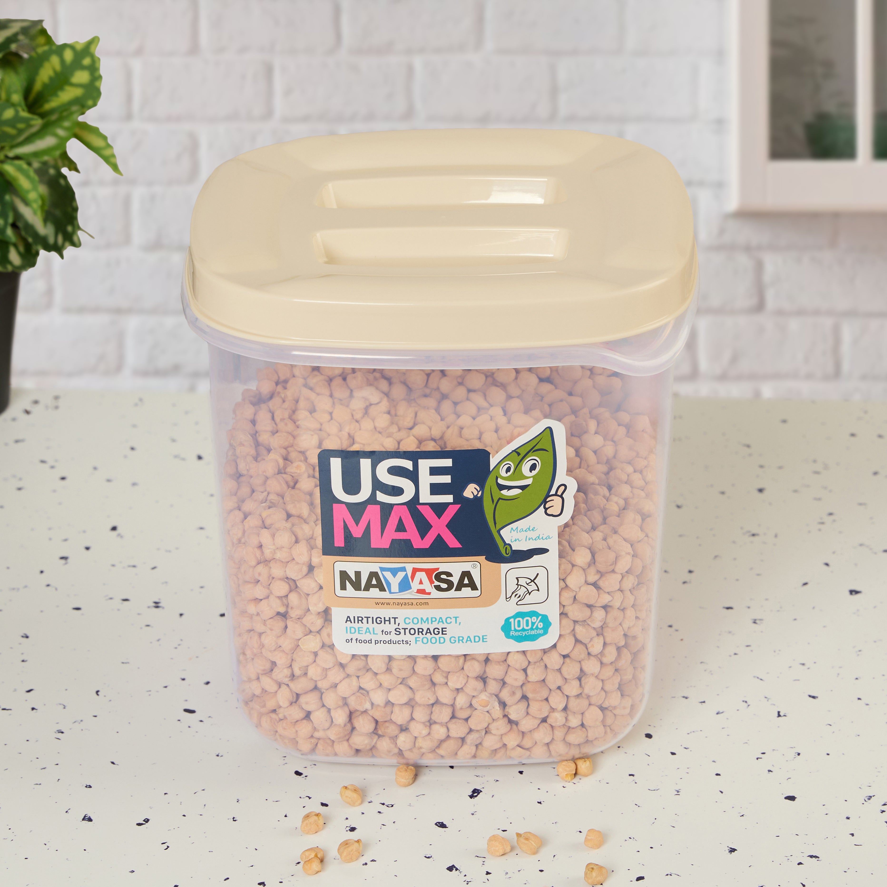 Use Max Food Storage Container, Set of 3 Beige / Combo ( 13 Ltr + 16 Ltr + 20 Ltr )