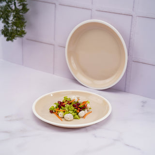 Microfresh Round Plastic 6 Pc Full Plate, Beige