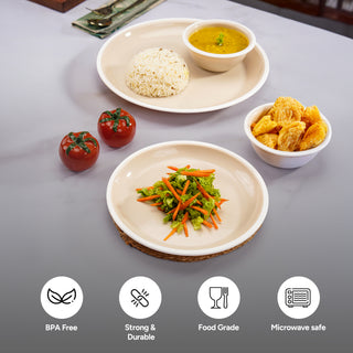 Microfresh Round Plastic 6 Pc Full Plate, Beige