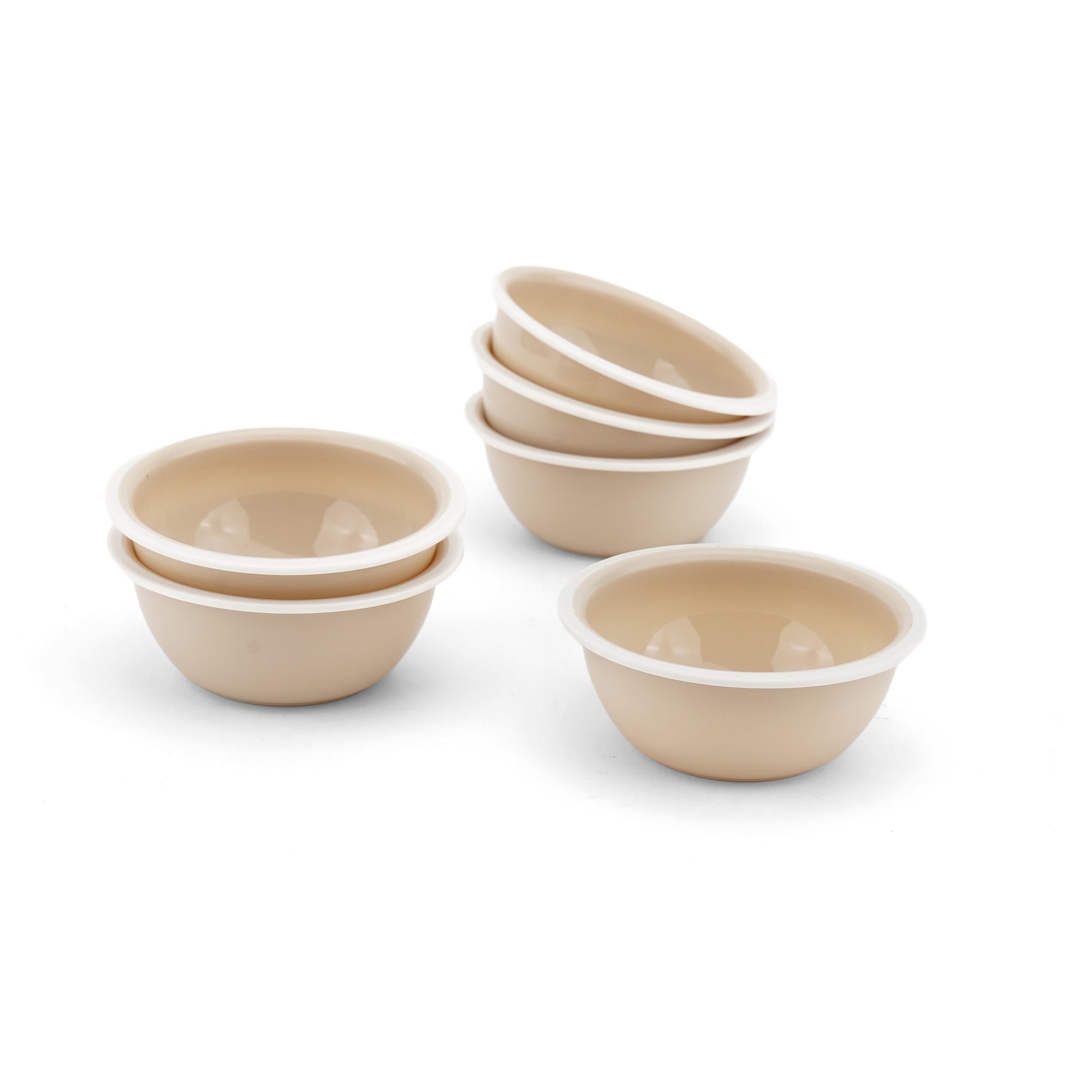Microfresh Round Plastic 6 Pc Bowl, Beige
