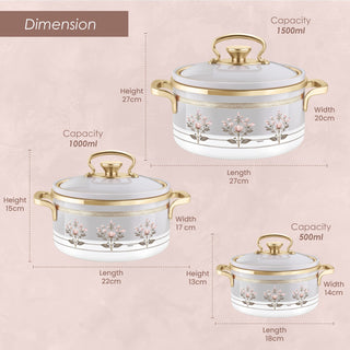 Rachel Casserole Small Set, 500ml, 1000ml, 1500ml