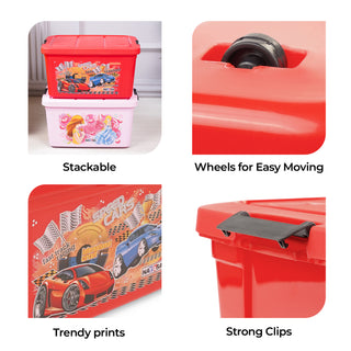 Multipurpose Storage Box For Kids with Lids & Wheels
