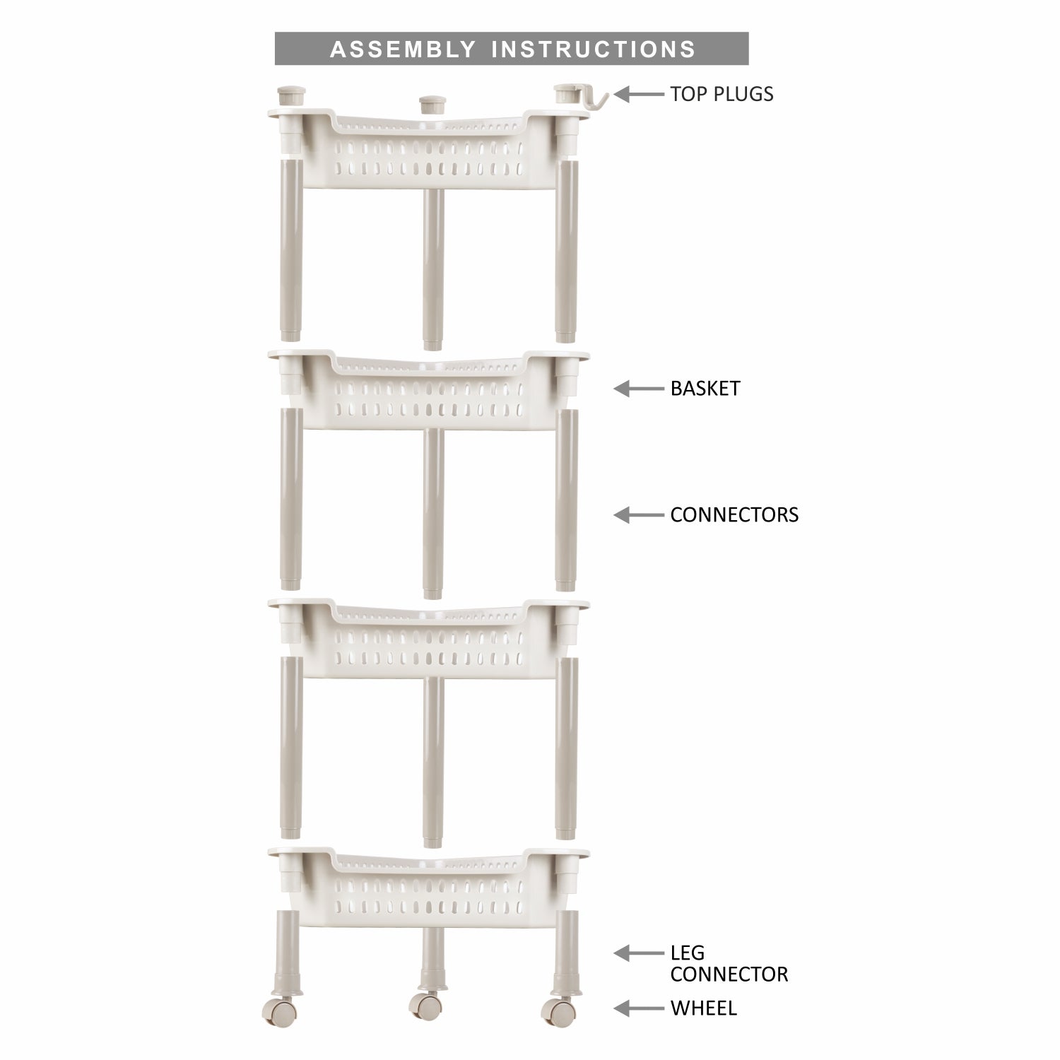 Corner Trolley Beige / 4 Layer