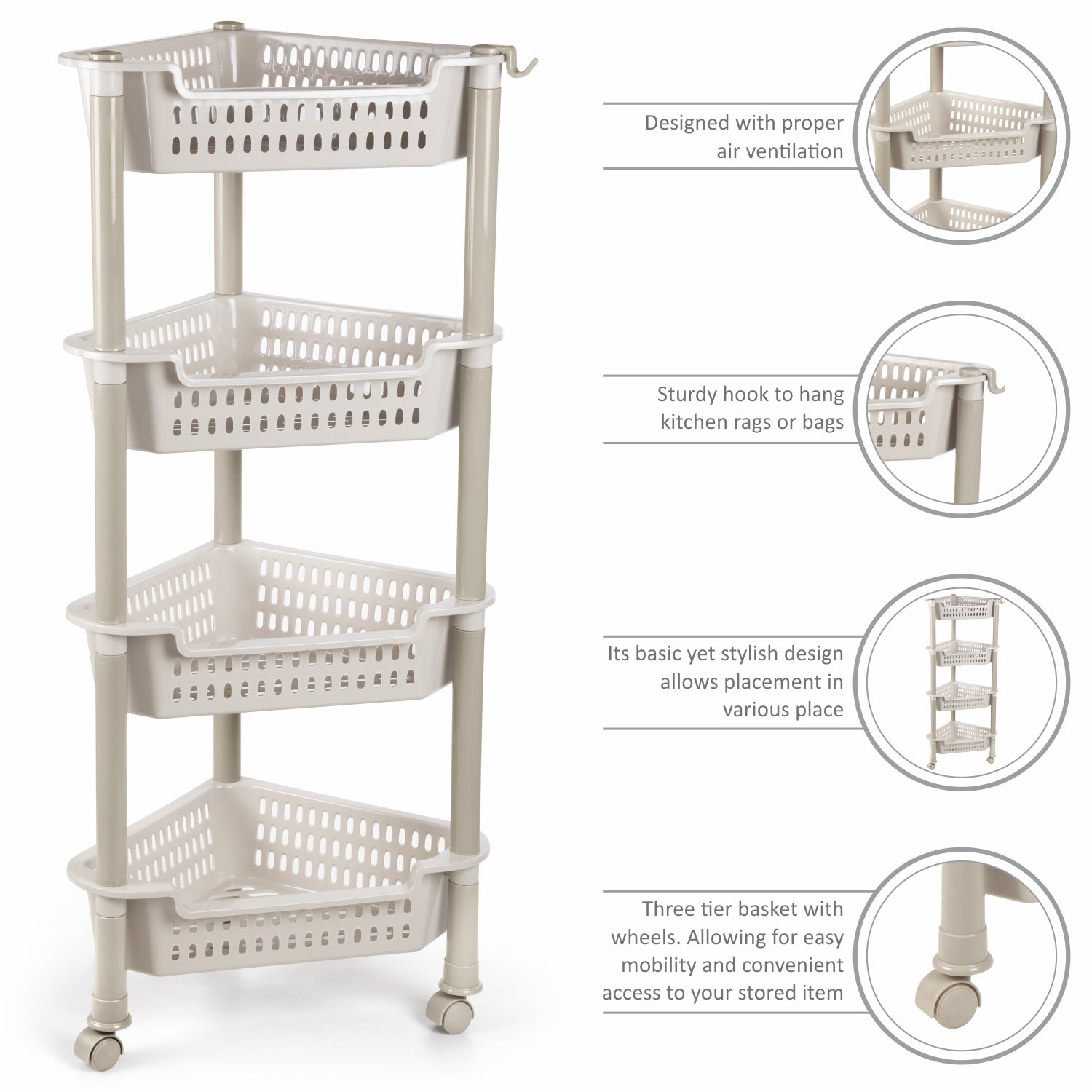 Corner Trolley Beige / 4 Layer