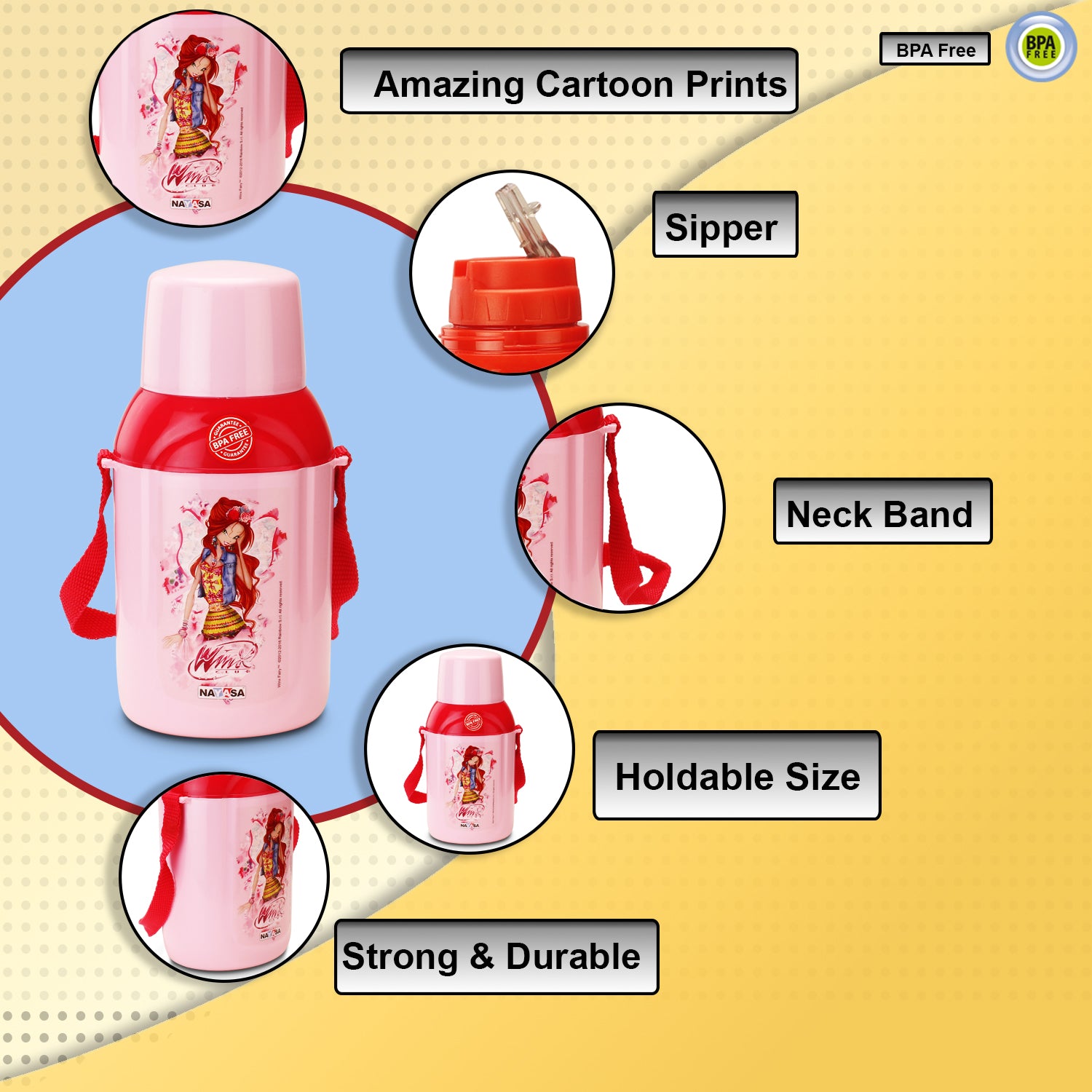 Nippy Kids Water Bottle Pink / 500 ml