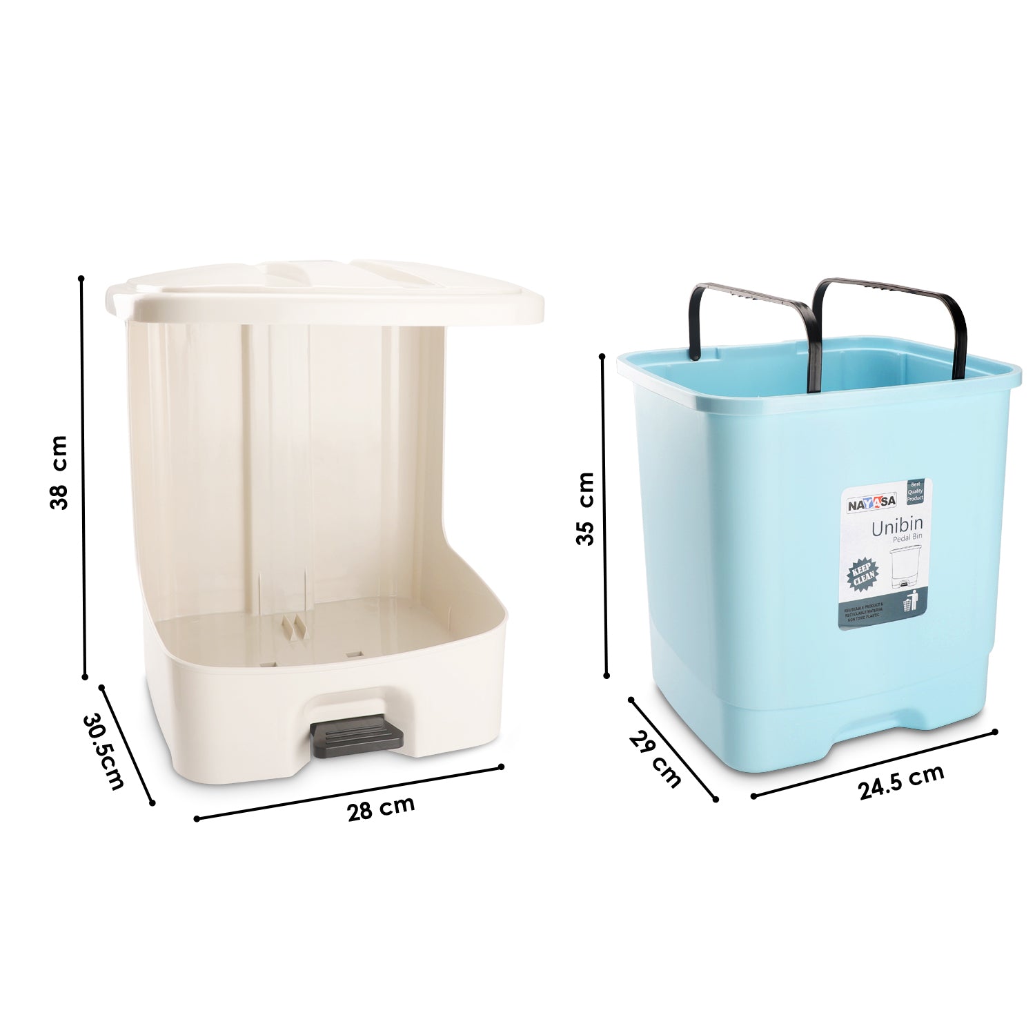 Unibin Square Dustbin Light Blue / 20 Ltrs