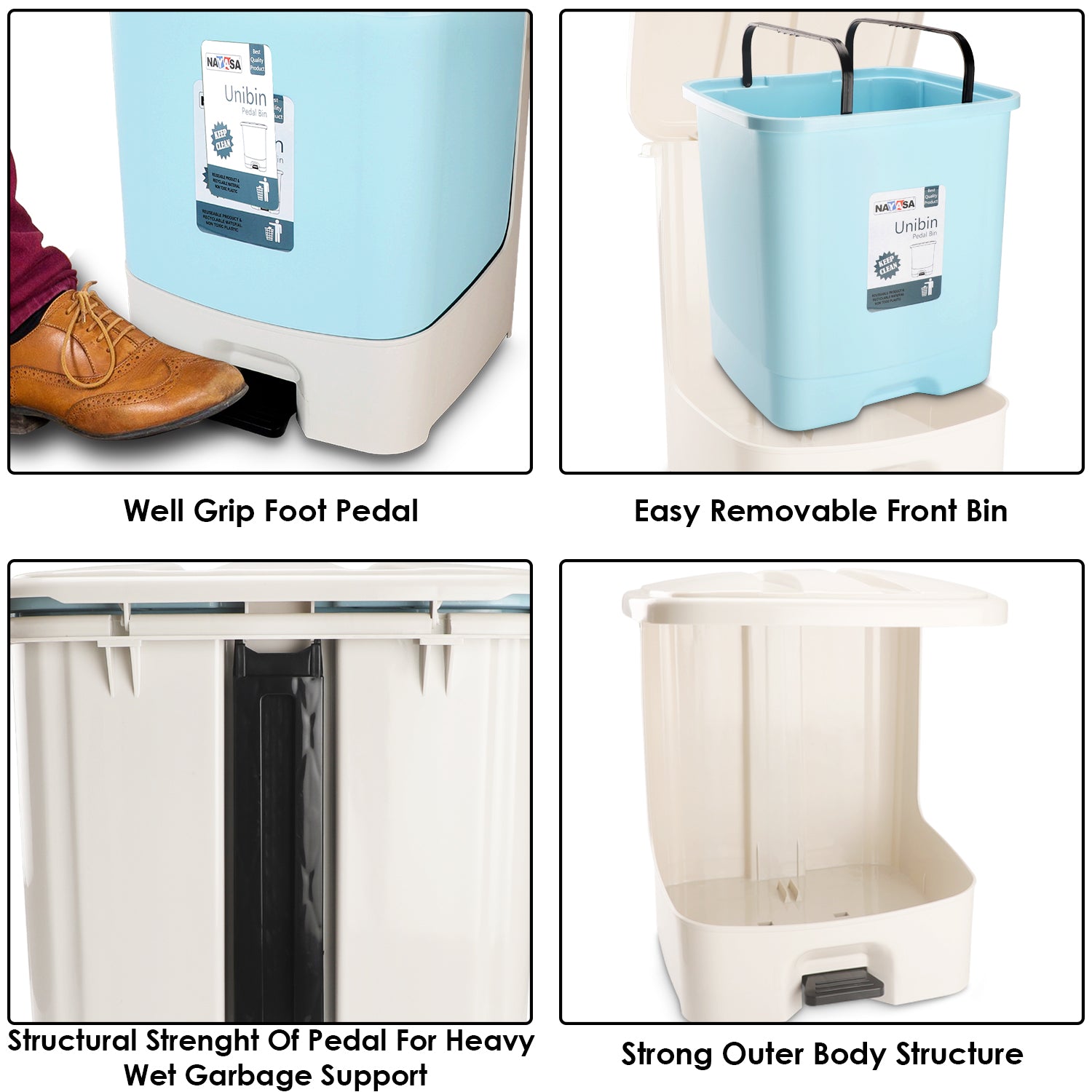 Unibin Square Dustbin Light Blue / 20 Ltrs